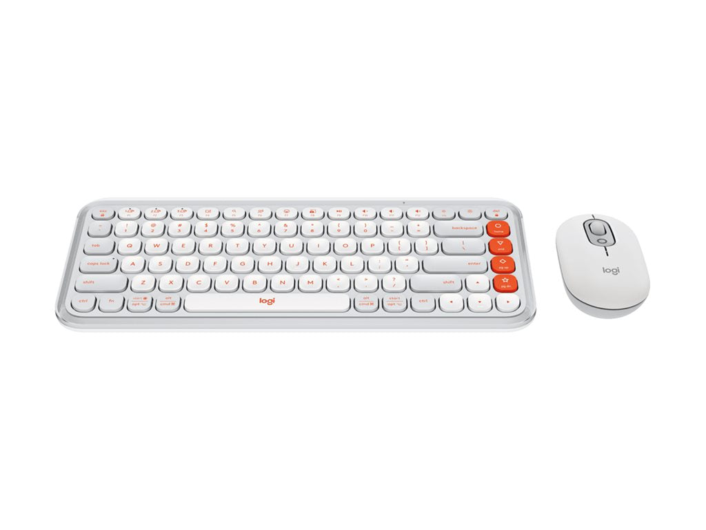 Logitech POP Icon Combo - Keyboard and mouse set - wireless - Bluetooth LE - QWERTY - English - off-white, orange 920-013104