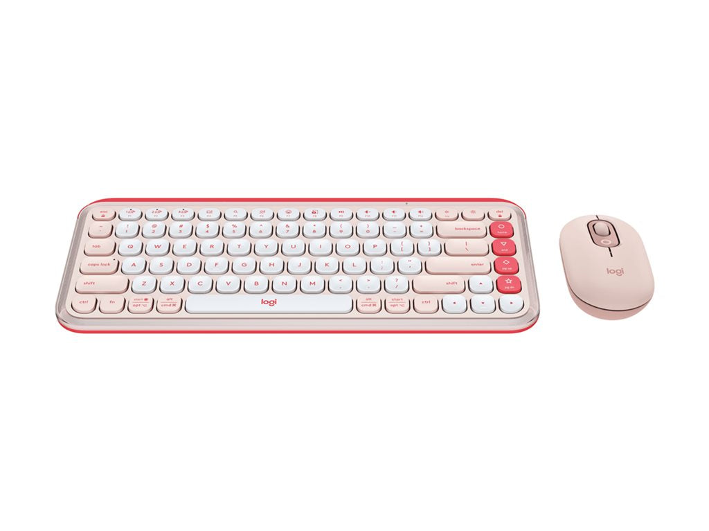 Logitech POP Icon Combo - Keyboard and mouse set - wireless - Bluetooth LE - QWERTY - English - rose, off-white 920-013105