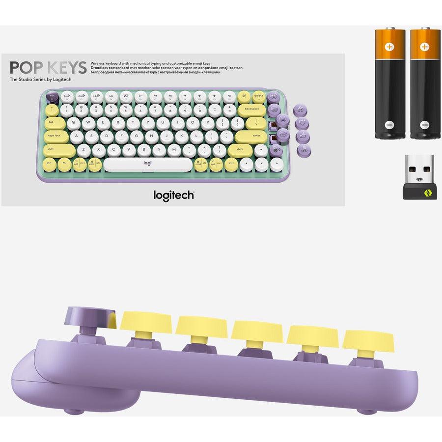 Logitech Pop Keys Keyboard Rf Wireless + Bluetooth Mint Colour, Violet, White, Yellow
