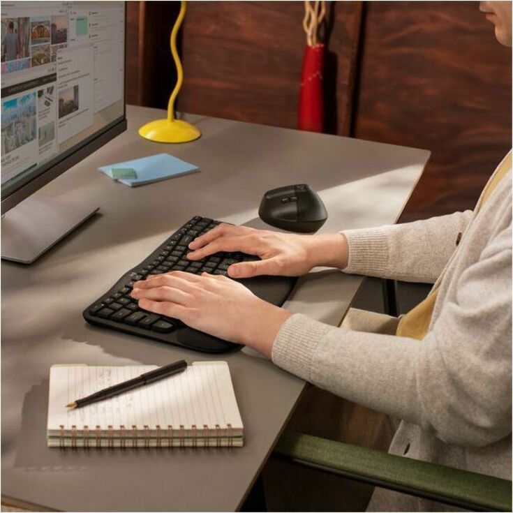Logitech Wave Keys for Business Ergonomic Keyboard - Wireless Connectivity - Bluetooth -