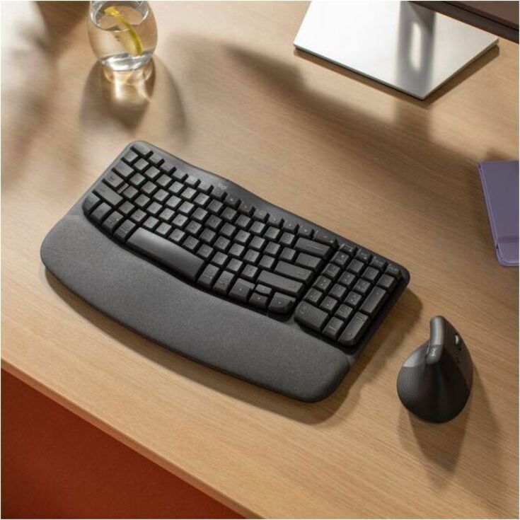 Logitech Wave Keys for Business Ergonomic Keyboard - Wireless Connectivity - Bluetooth -