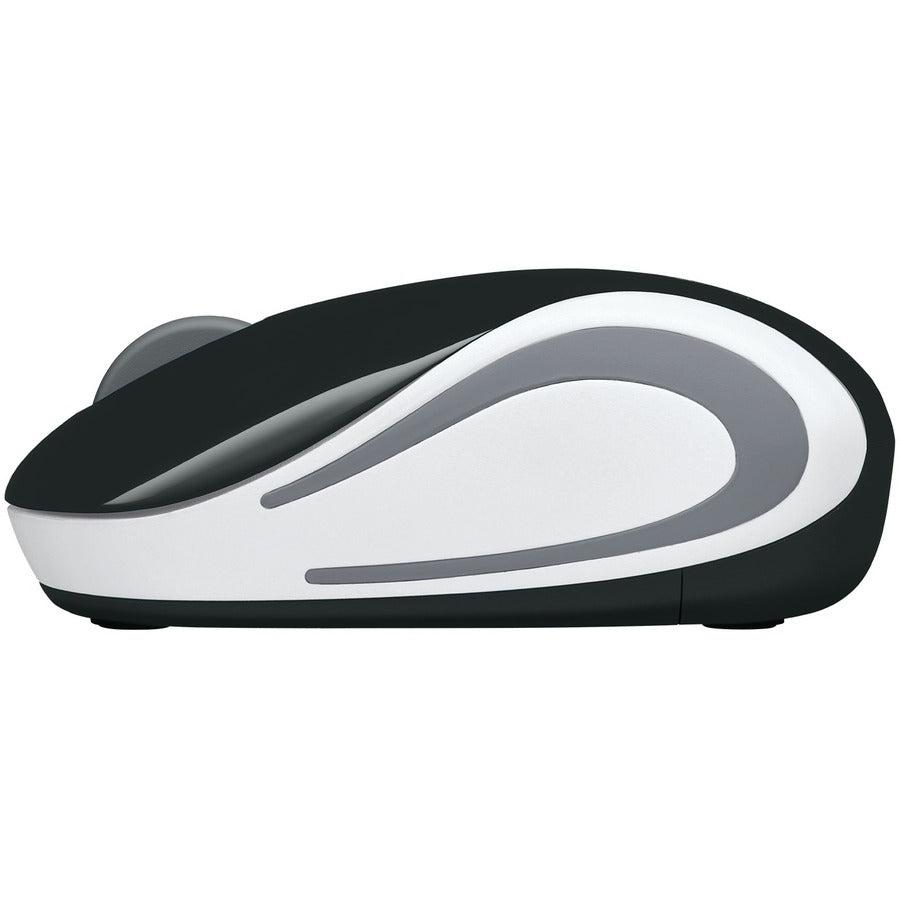 Logitech Wireless Mini Mouse M187 Ultra Portable, 2.4 GHz with USB Receiver, 1000 DPI Optical Tracking, 3-Buttons, PC / Mac / Laptop - Black (with White Stripe)