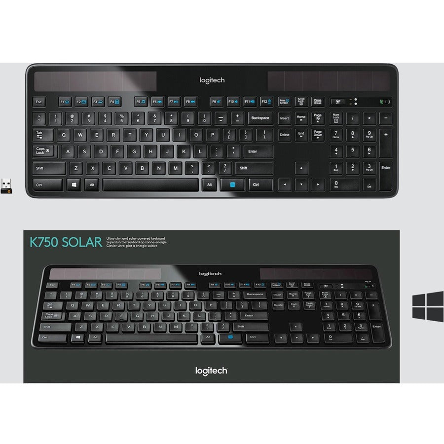 Logitech Wireless Solar K750 Keyboard Rf Wireless English