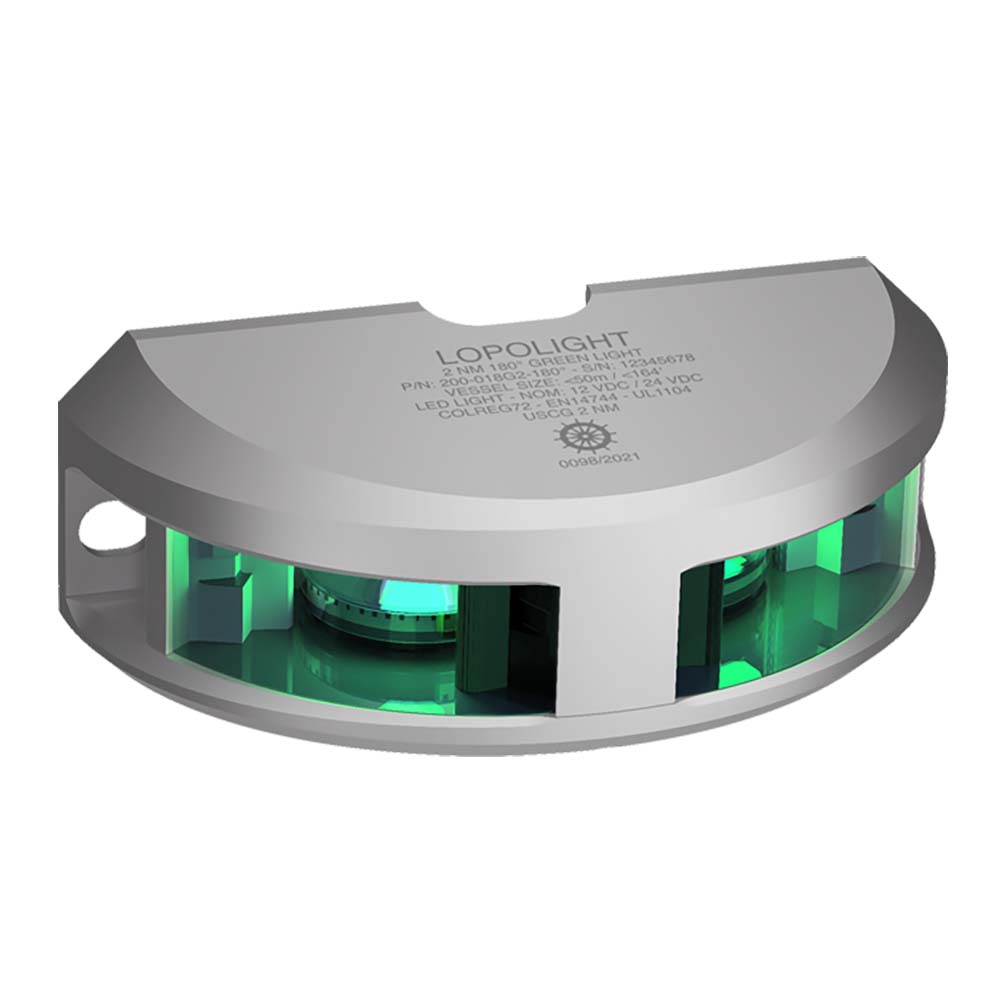 Lopolight Series 200-018 - Navigation Light - 2NM - Vertical Mount - Green - Silver
