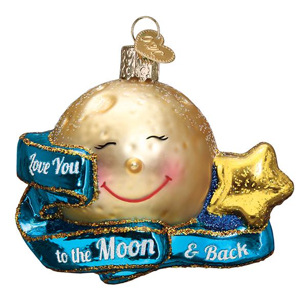 Love You to the Moon and Back Glass Ornament