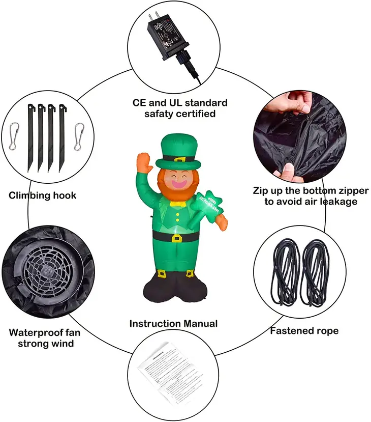 Lucky Leprechaun Lighted Inflatable Blow Up - 5.9 Feet Tall
