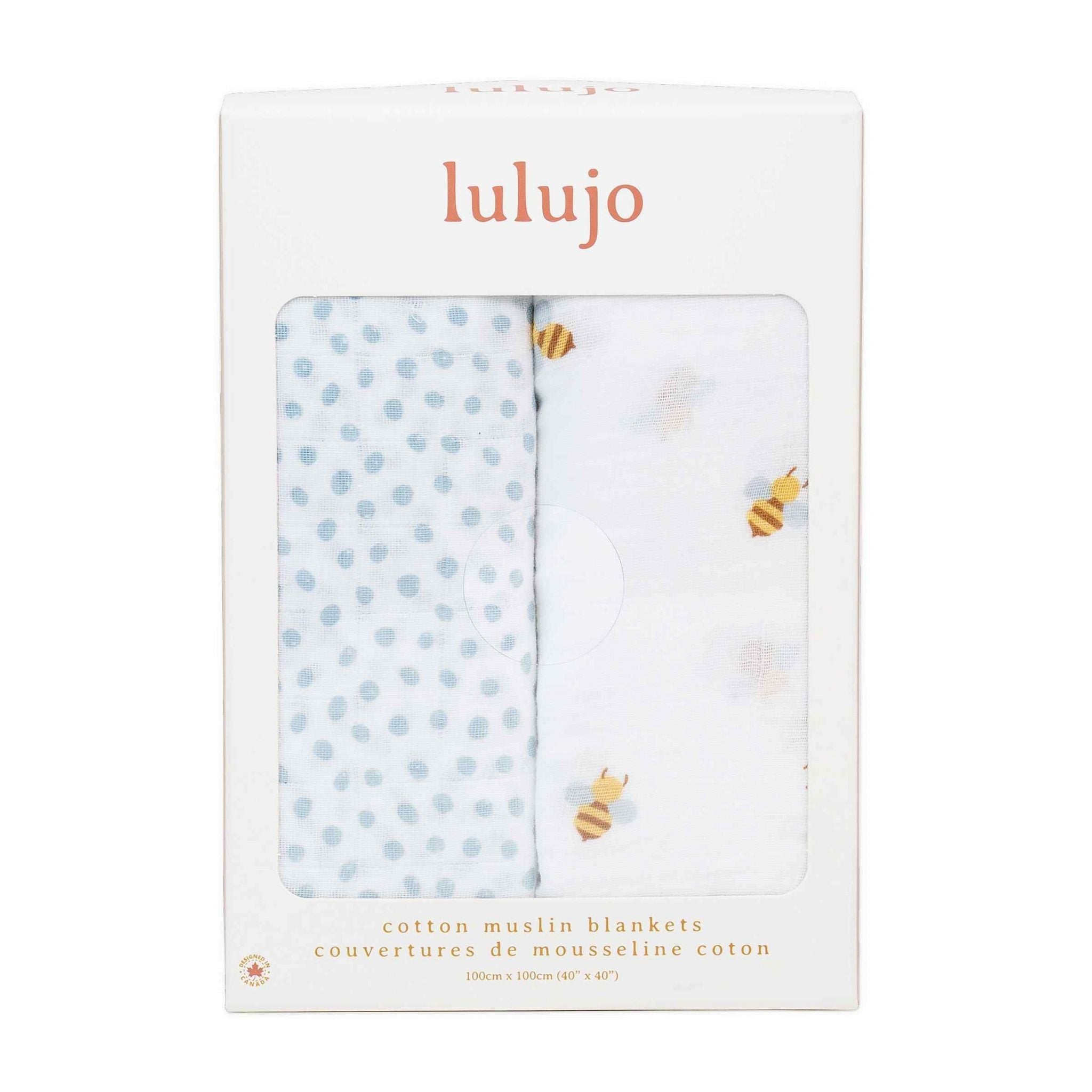 Lulujo Cotton Swaddles Bees And Dots