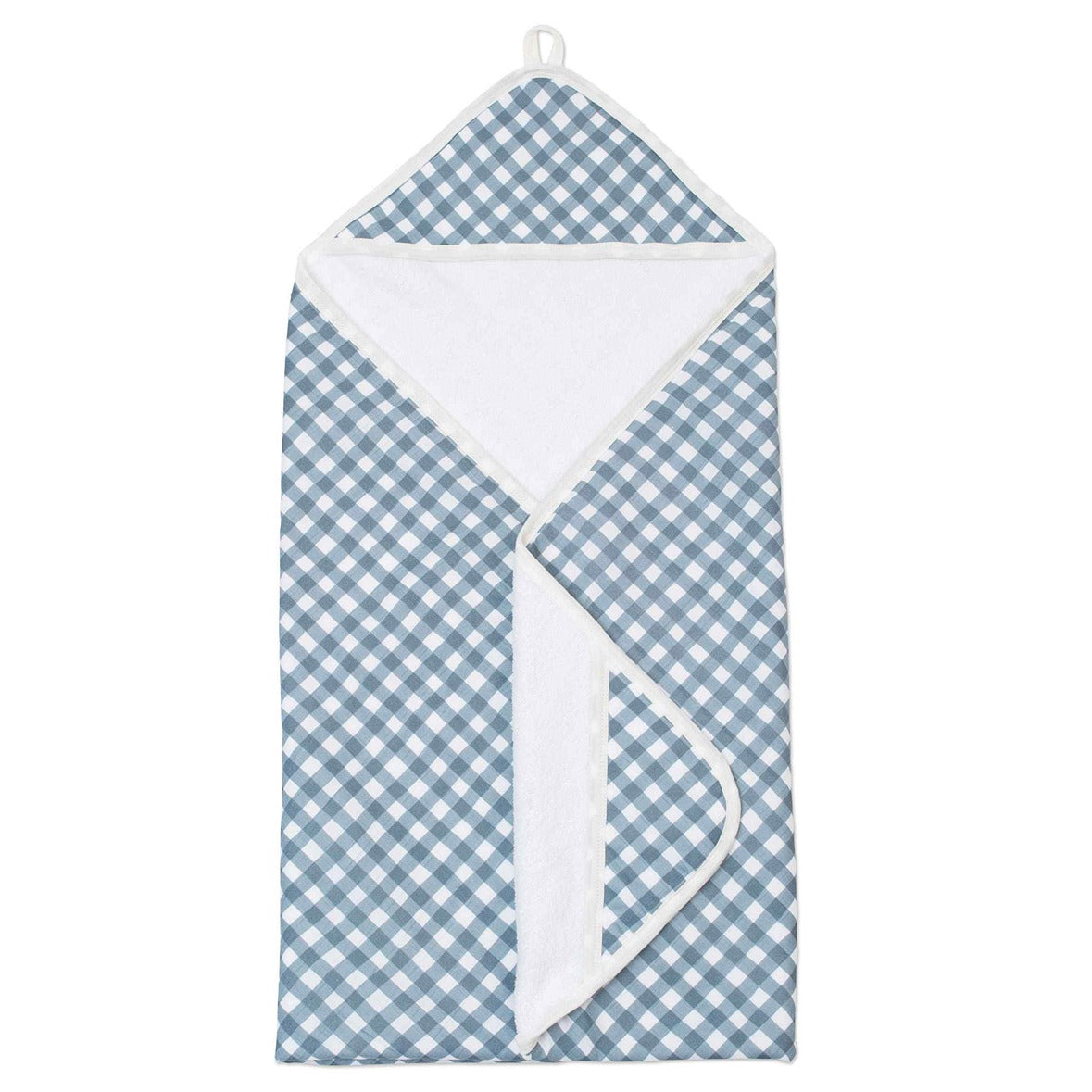 Lulujo Hooded Towel – Navy & Gingham