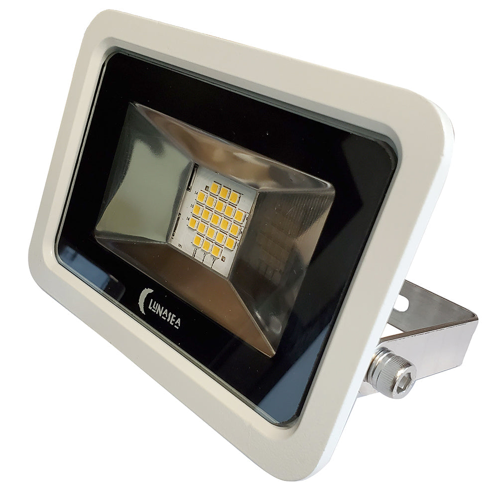 Lunasea 10W Slimline LED Floodlight, 120VAC Only, Cool White, 1200 Lumens, 3' Cord -