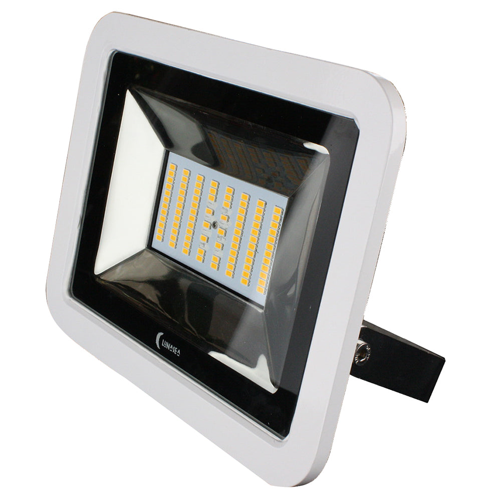 Lunasea 35W Slimline LED Floodlight, 12/24V, Cool White, 4800 Lumens, 3' Cord - White