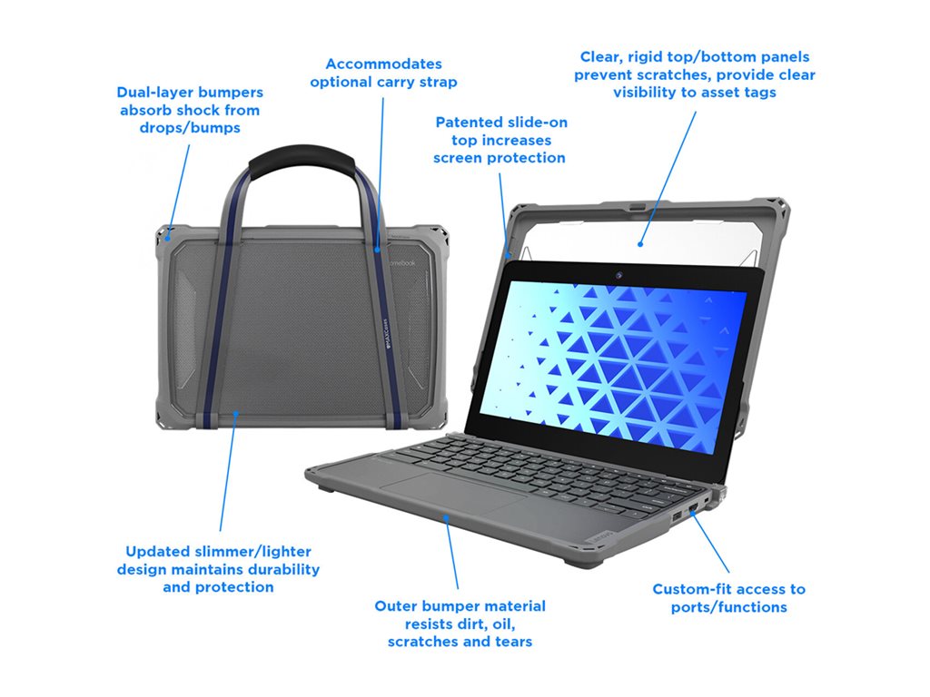 MAXCases Extreme Shell-F3 - Notebook shell case - slide-on - gray, clear - for Dell Chromebook 3100 2-in-1, 3110 2-in-1 DLESF3311021GRY