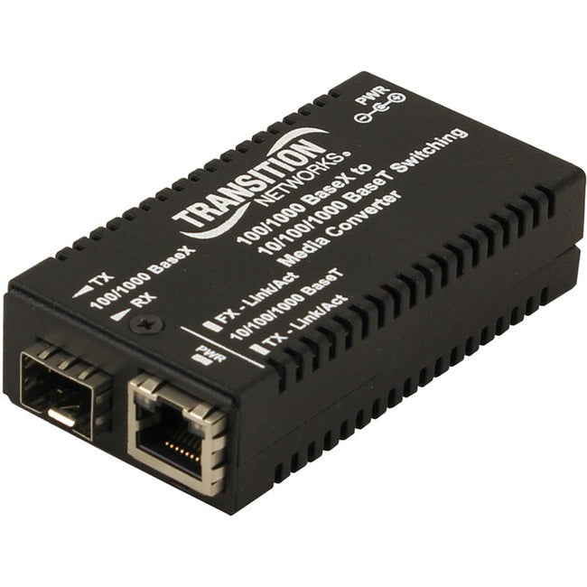 M/GE-PSW Series Stand-Alone Mini Media Converter - Gigabit Ethernet 10/100/1000Base-T with SFP Slot M/GE-PSW-SFP-01-URX-NA
