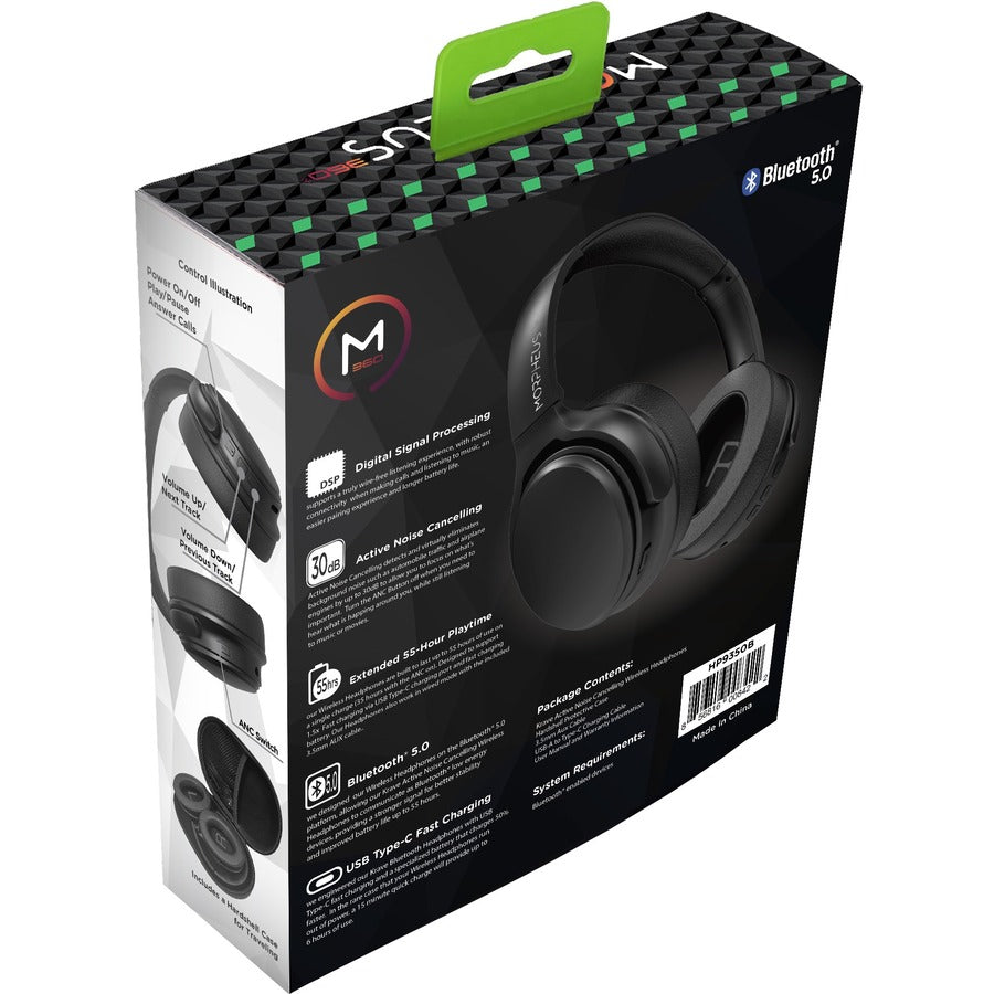 MORPHEUS 360 Krave ANC Wireless Headphones - 55H Playtime Bluetooth 5.0 Active Noise Cancelling | TecISoft HP9350B