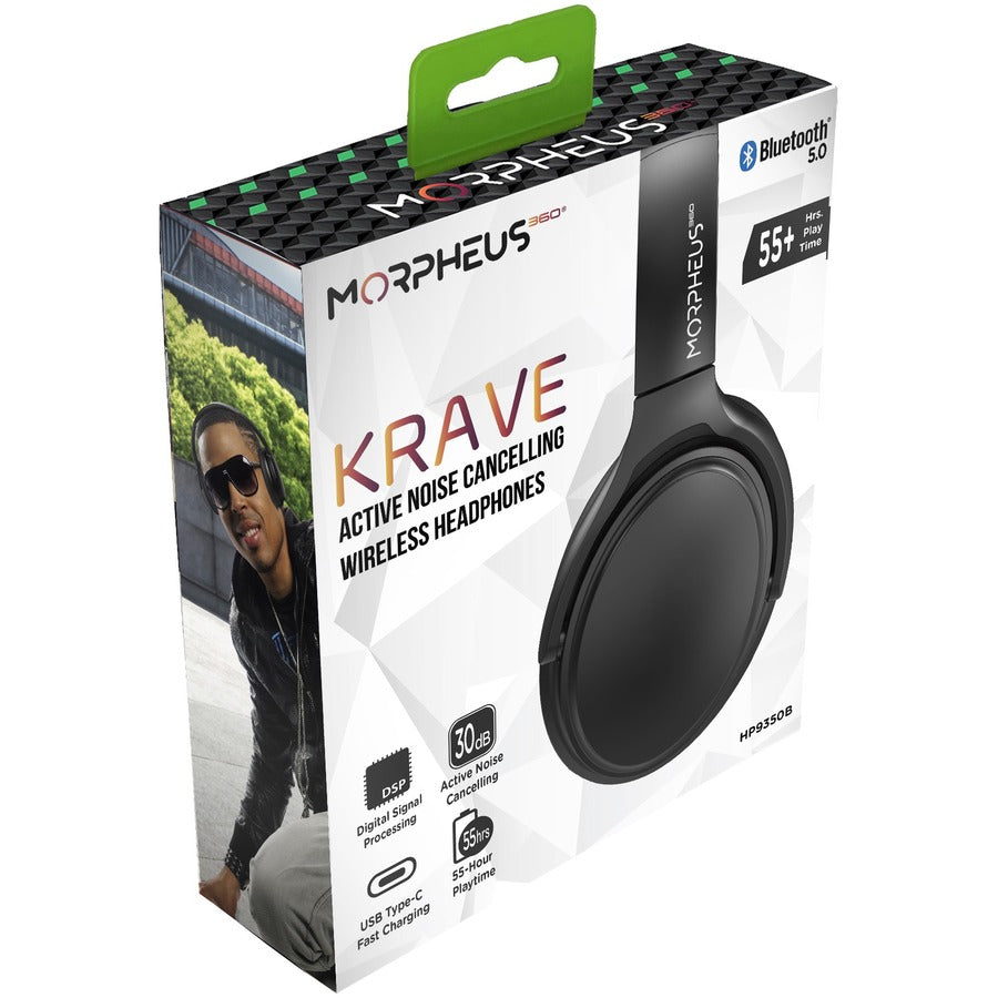 MORPHEUS 360 Krave ANC Wireless Headphones - 55H Playtime Bluetooth 5.0 Active Noise Cancelling | TecISoft HP9350B