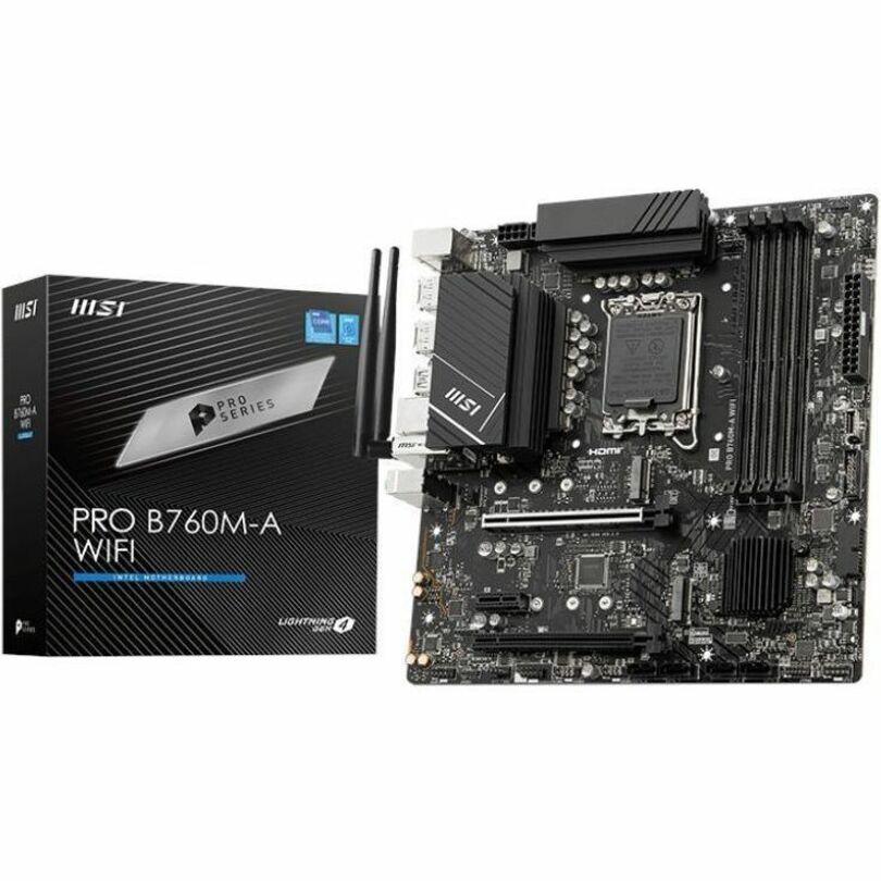 MSI PRO B760M-A WIFI Gaming Desktop Motherboard - Intel B760 Chipset - Socket LGA-1700 - M