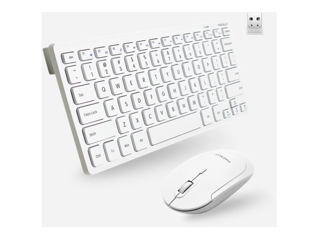 Macally RFCompactKey - Keyboard and mouse set - wireless - 2.4 GHz - QWERTY - US - white
