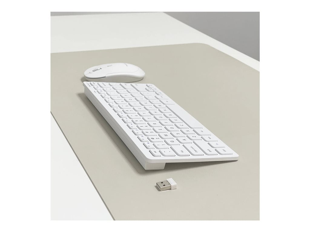 Macally RFCompactKey - Keyboard and mouse set - wireless - 2.4 GHz - QWERTY - US - white