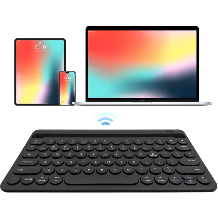 Macally Rechargeable iPad Bluetooth Compact Keyboard Quick Switch 3 Devices BTTABKEYBATB