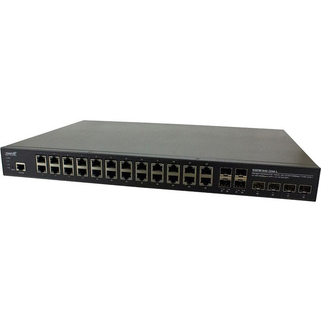Managed Hardened Gigabit Ethernet PoE+ Switch - 24-Port Rack Mount | Transition Networks SISPM1040-3248-L