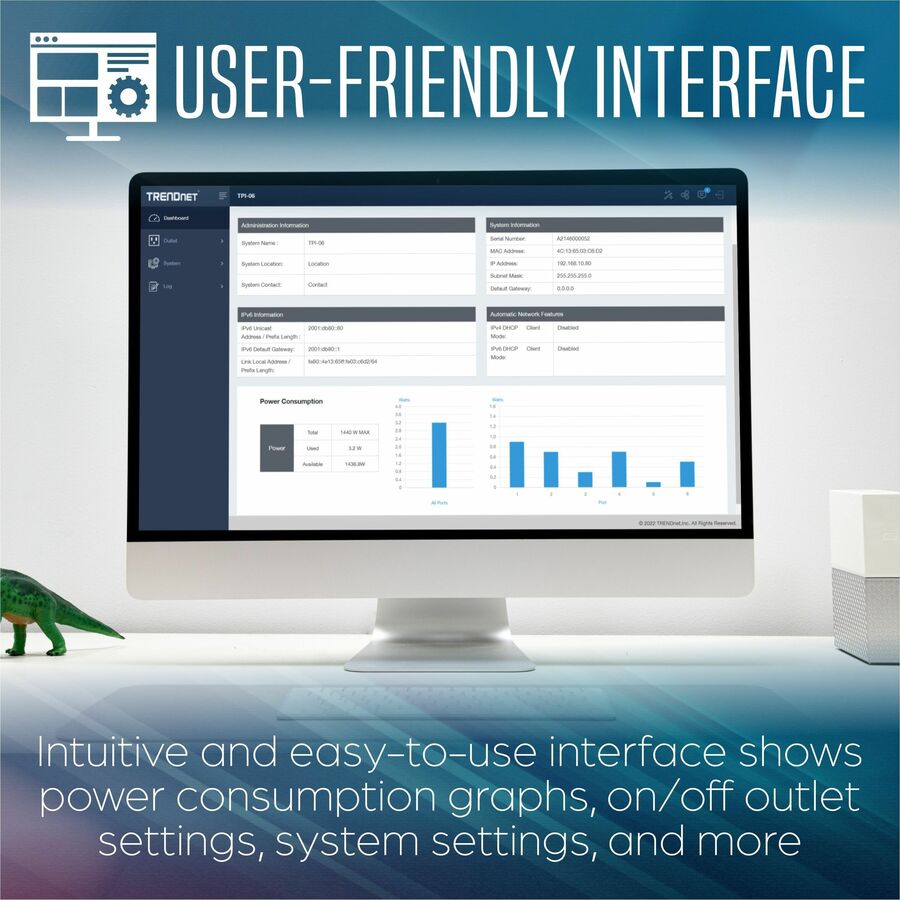 Managed Power Distribution Unit - TRENDnet TPI-06 1U Rack Smart PDU with Cloud Management