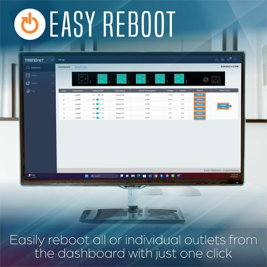 Managed Power Distribution Unit - TRENDnet TPI-06 1U Rack Smart PDU with Cloud Management