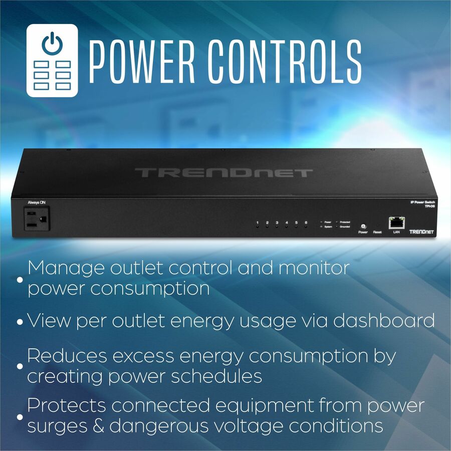 Managed Power Distribution Unit - TRENDnet TPI-06 1U Rack Smart PDU with Cloud Management