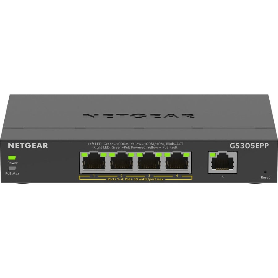 Managed Switch PoE+ 5 Port - NETGEAR Easy Smart 120W | TechSoft GS305EPP-100NAS