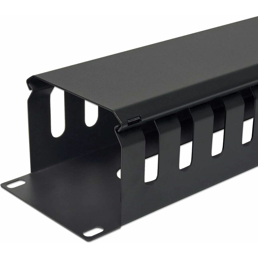 Manhattan 19" Cable Management Panel - Cable Management Panel - Black - 2U Rack Height -