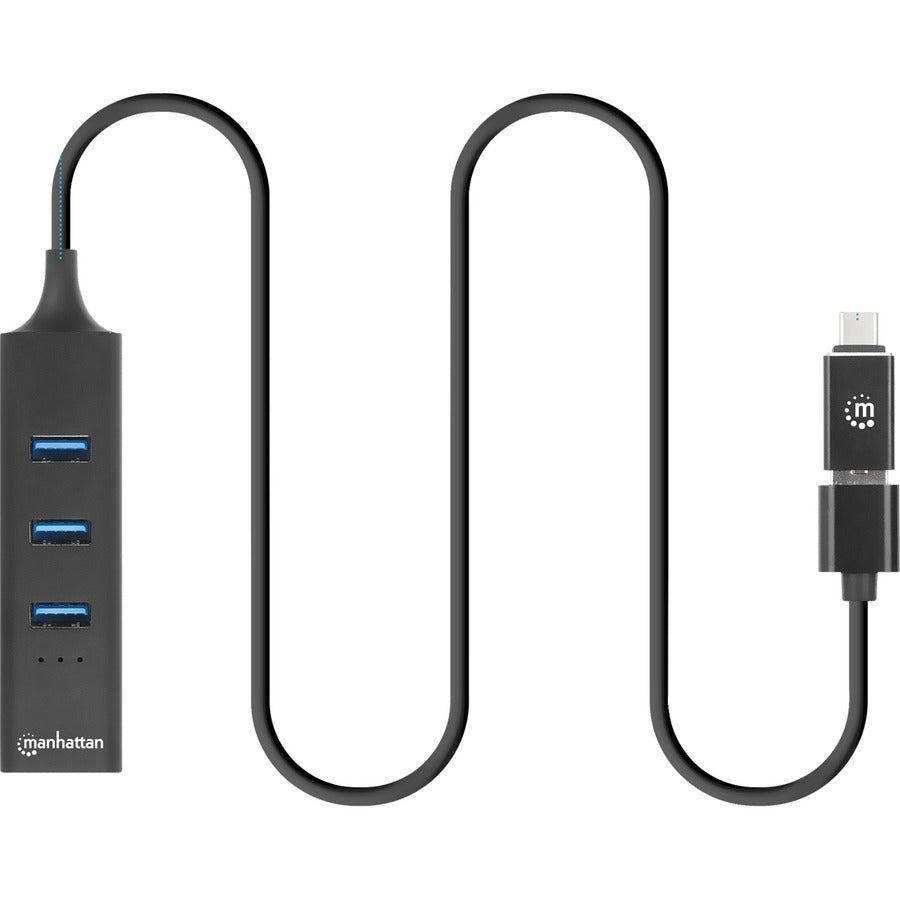 Manhattan 3-Port USB 3.0 Type-C/A Combo Hub with Gigabit Ethernet Network Adapter - USB