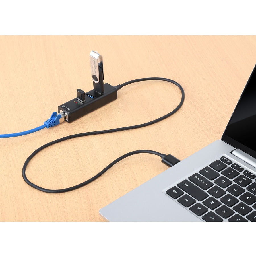 Manhattan 3-Port USB 3.0 Type-C/A Combo Hub with Gigabit Ethernet Network Adapter - USB