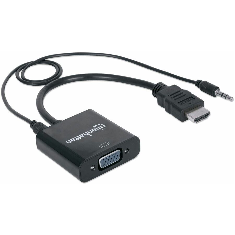 Manhattan HDMI to VGA Converter - 1 x 15-pin DB-15 VGA Female - 1 x Mini-phone Audio