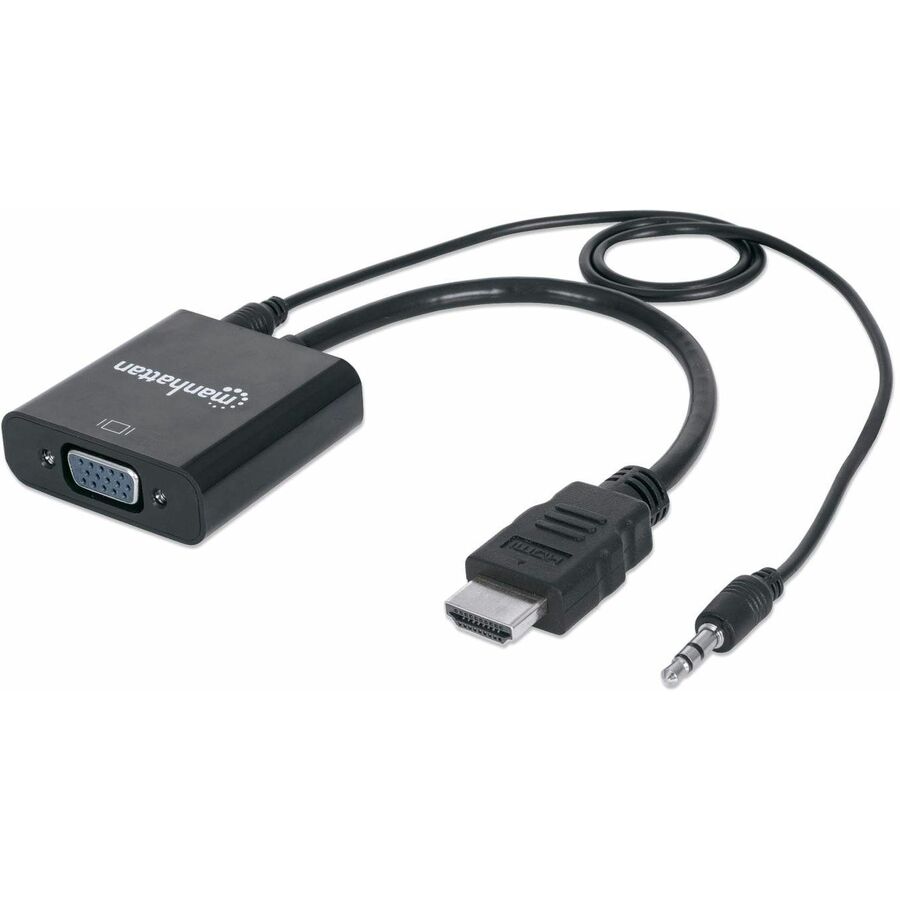 Manhattan HDMI to VGA Converter - 1 x 15-pin DB-15 VGA Female - 1 x Mini-phone Audio