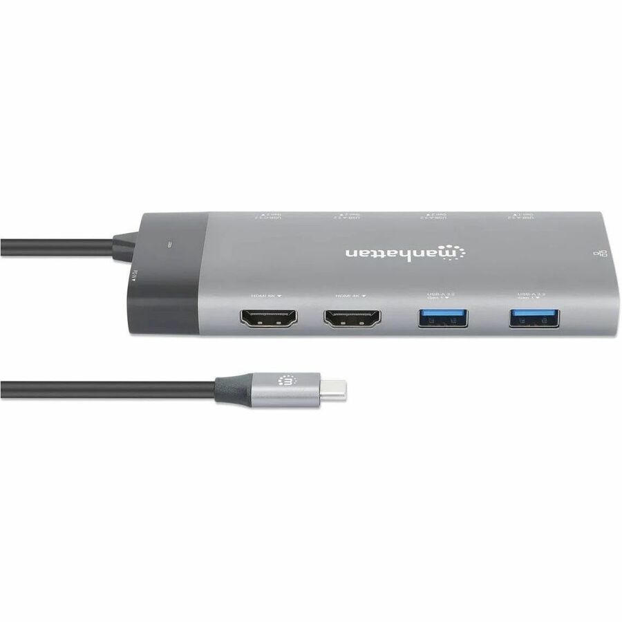 Manhattan USB-C PD 10-in-1 Dual Monitor 8K Docking Station / Multiport Hub - for