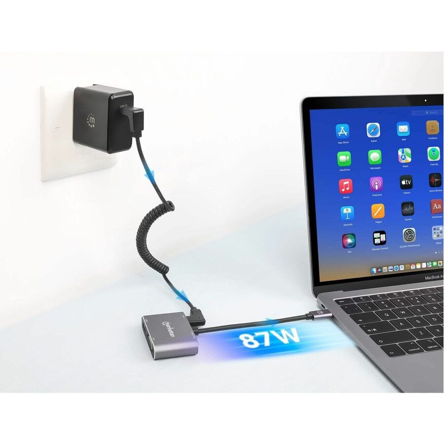 Manhattan USB-C to HDMI & VGA 4-in-1 Docking Converter with Power Delivery - for