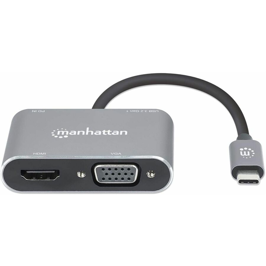 Manhattan USB-C to HDMI & VGA 4-in-1 Docking Converter with Power Delivery - for