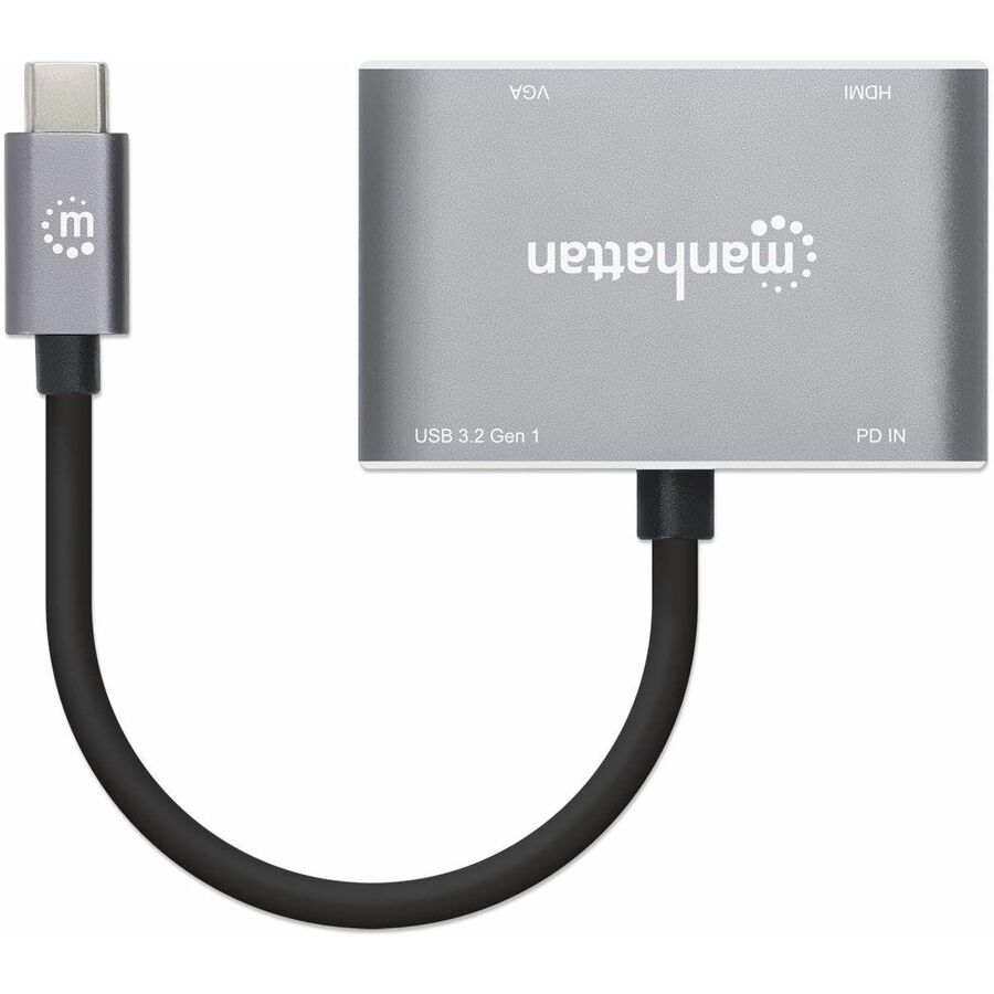 Manhattan USB-C to HDMI & VGA 4-in-1 Docking Converter with Power Delivery - for