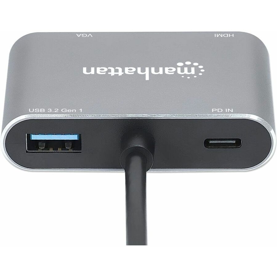 Manhattan USB-C to HDMI & VGA 4-in-1 Docking Converter with Power Delivery - for