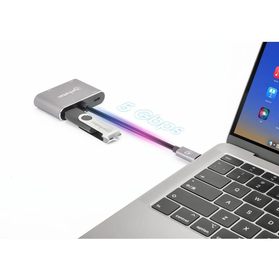 Manhattan USB-C to HDMI & VGA 4-in-1 Docking Converter with Power Delivery - for