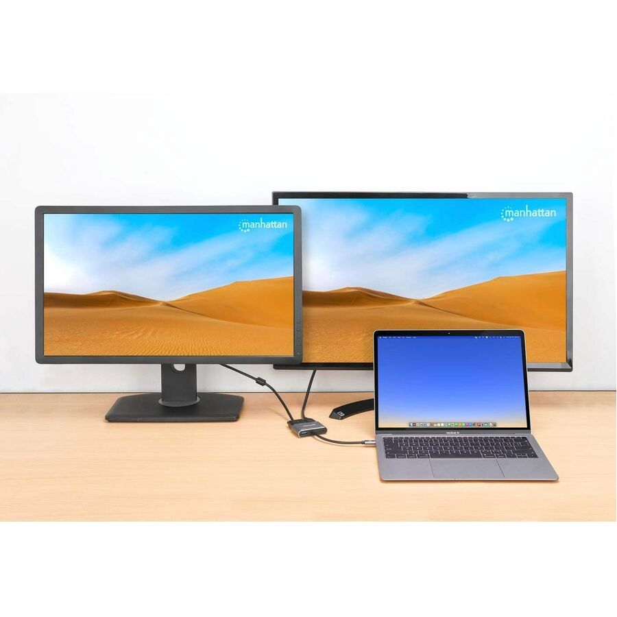 Manhattan USB-C to HDMI & VGA 4-in-1 Docking Converter with Power Delivery - for