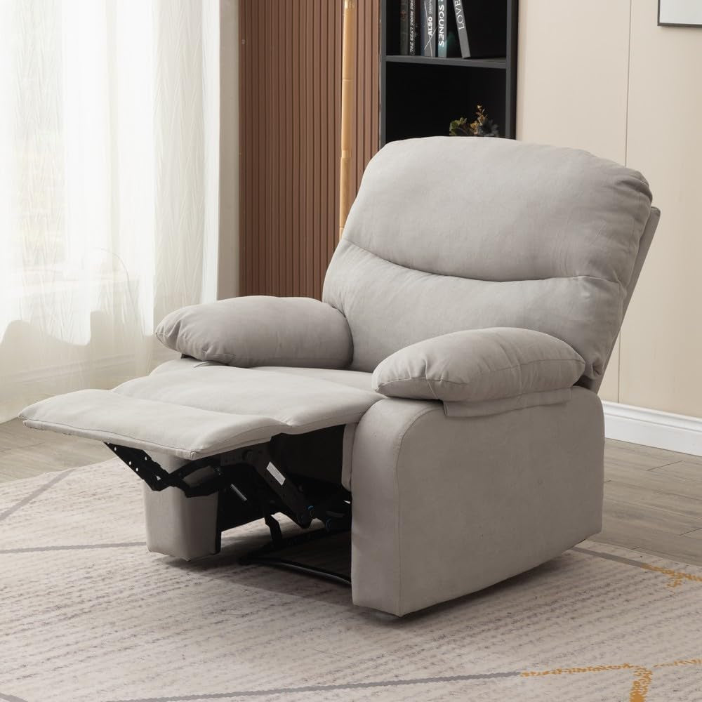 Manual Recliner Chair Light Gray Armchair With Recline