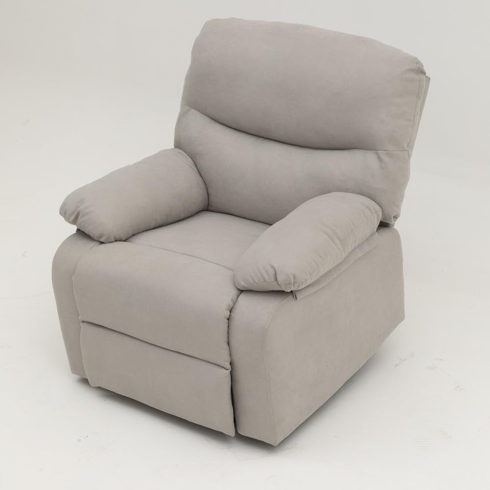 Manual Recliner Chair Light Gray Armchair With Recline