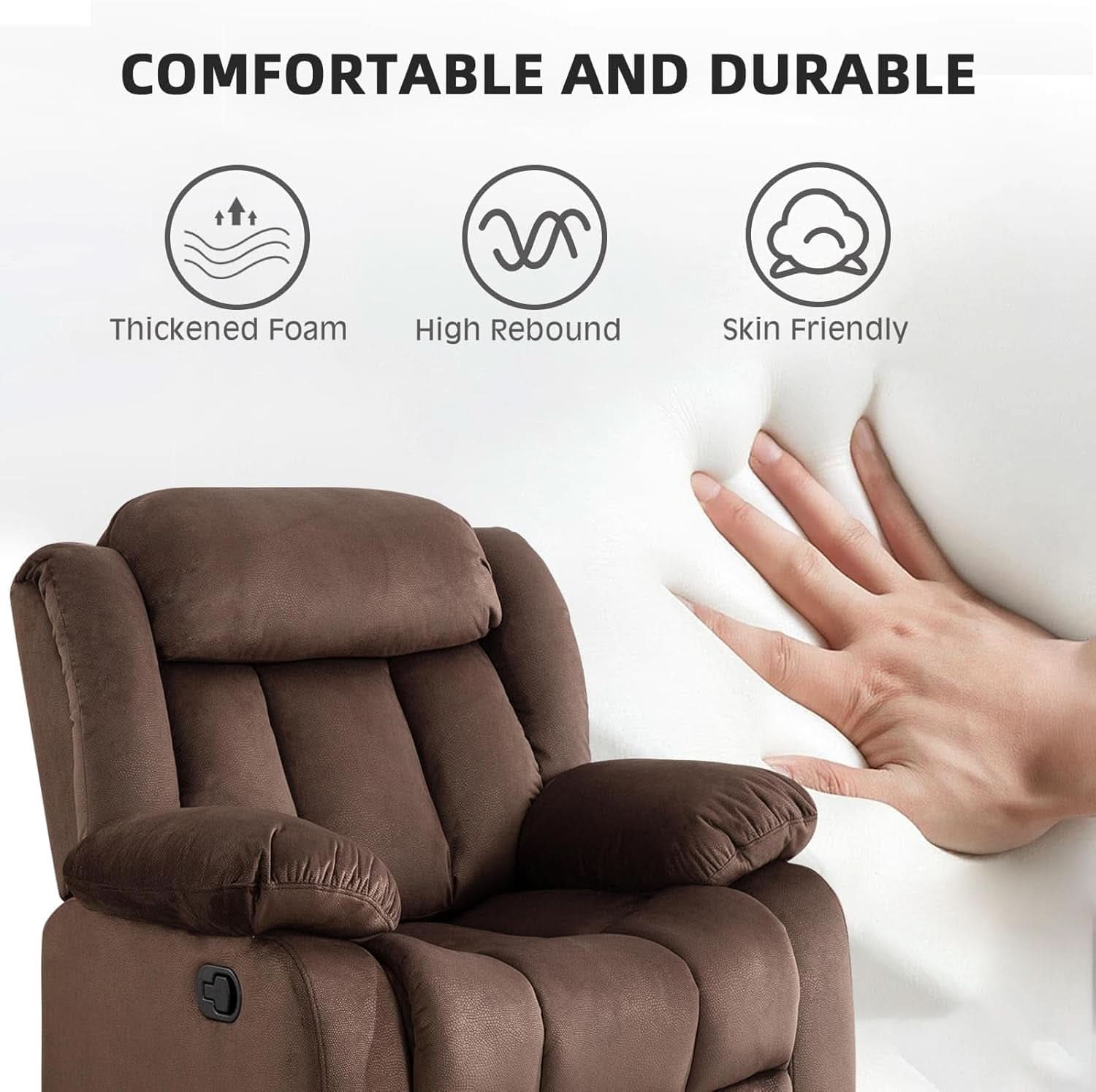 Manual Reclining Sofa Set With 3 Seat Sofa And Recliner