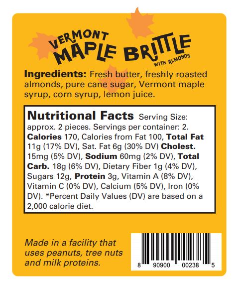 Maple Brittle with Almonds - Pouch