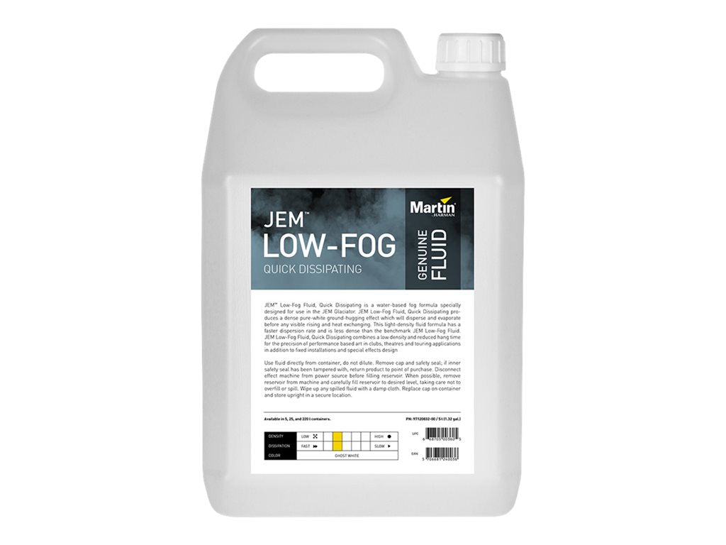 Martin JEM Low-Fog Quick Dissipating - Fog machine fluid - 5 liters - bottle (pack of 4)