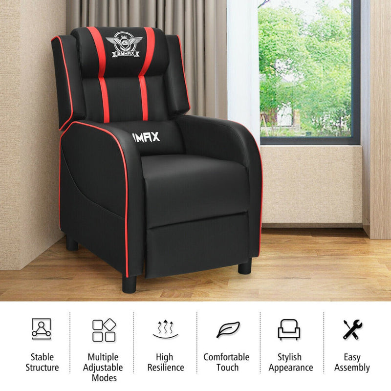 Massage Gaming Recliner PU Leather With Footrest 8 Modes