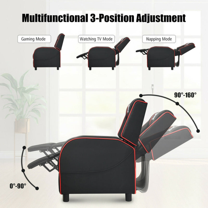 Massage Gaming Recliner PU Leather With Footrest 8 Modes