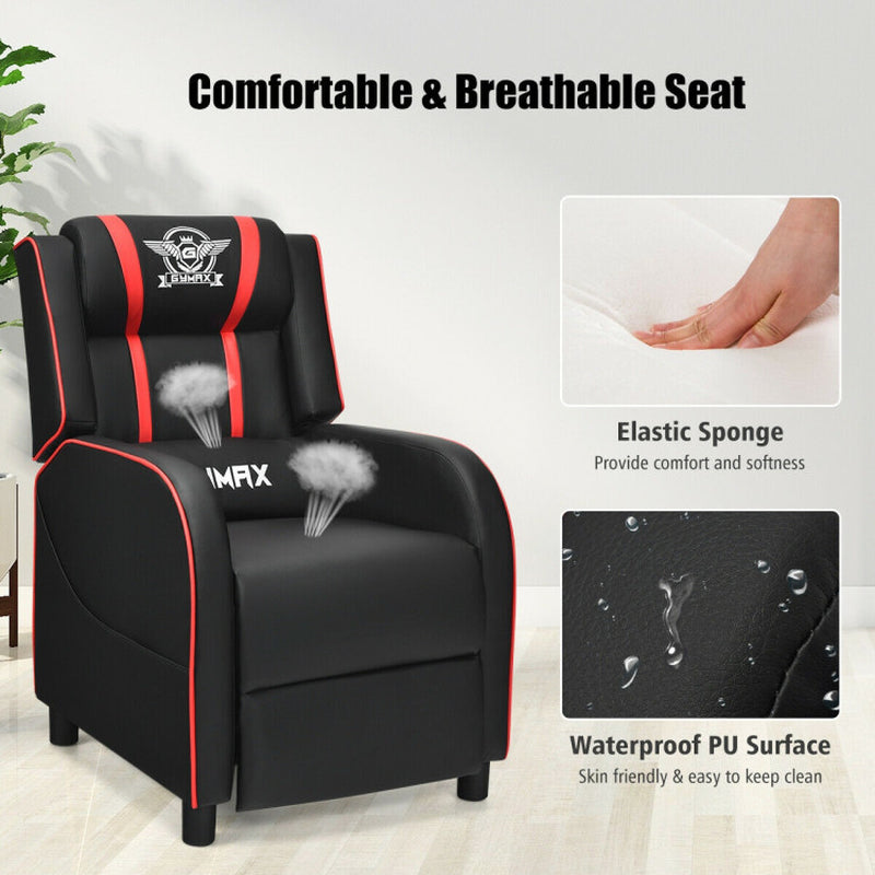 Massage Gaming Recliner PU Leather With Footrest 8 Modes