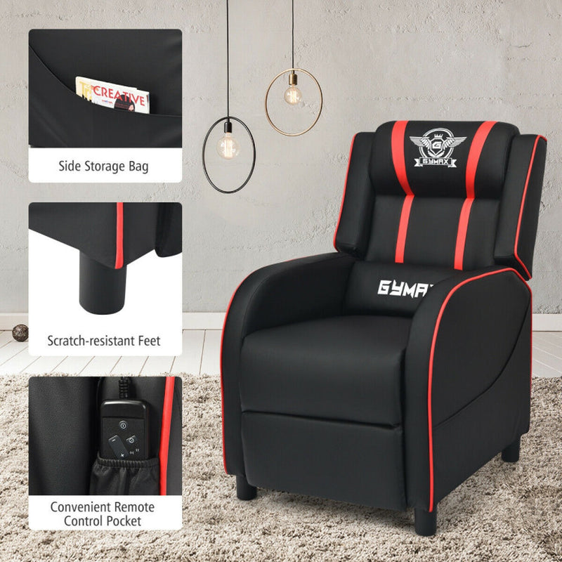 Massage Gaming Recliner PU Leather With Footrest 8 Modes