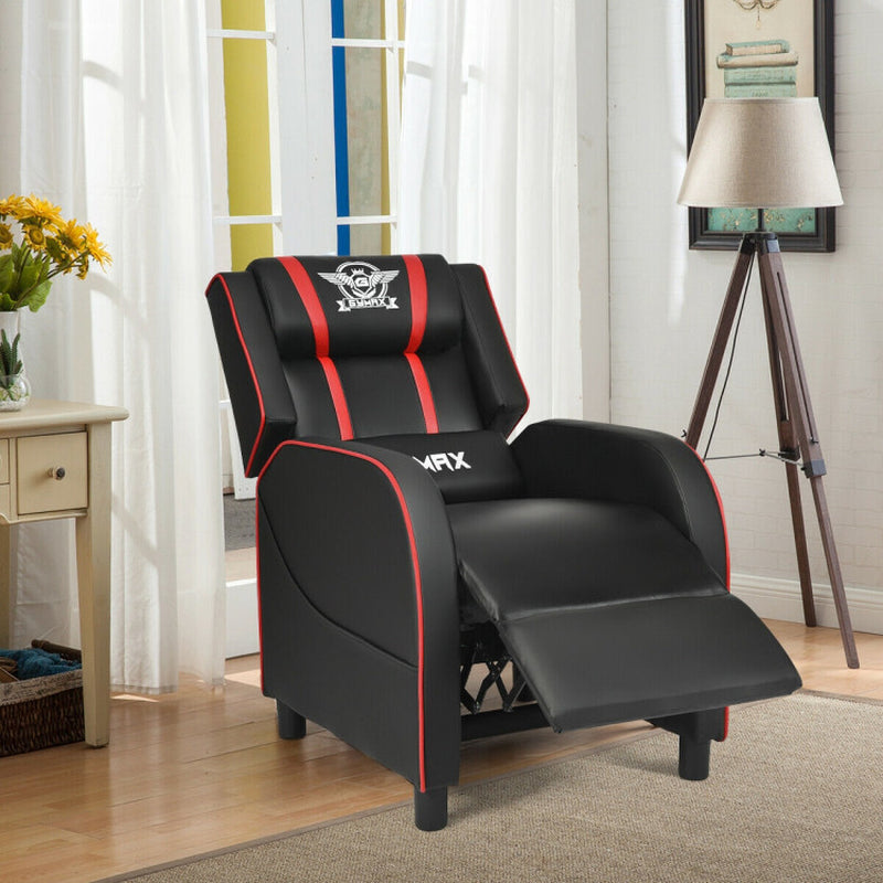 Massage Gaming Recliner PU Leather With Footrest 8 Modes