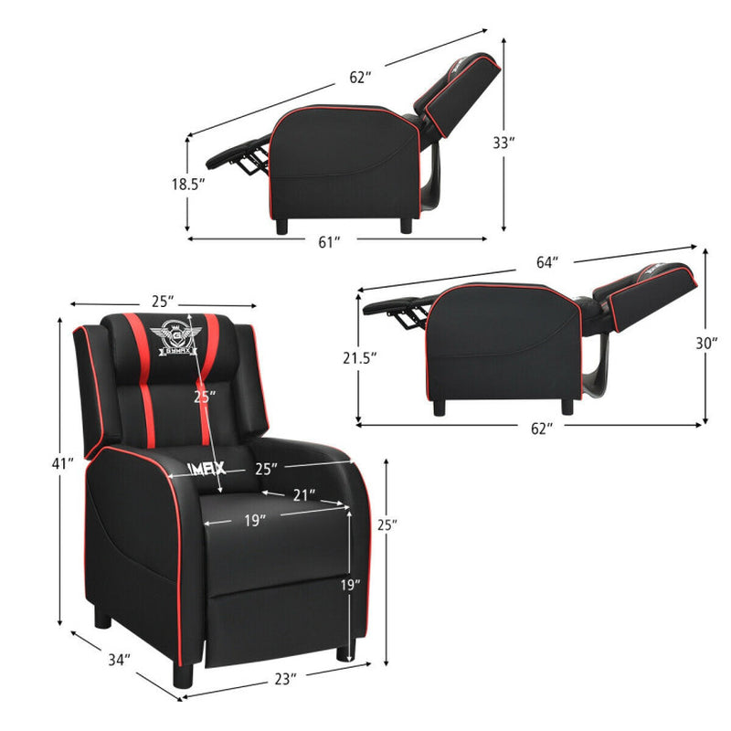 Massage Gaming Recliner PU Leather With Footrest 8 Modes